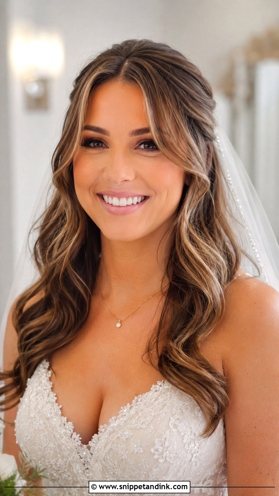 Wedding Hairstyle with Curtain Bangs - Snippet and Ink - 30 Wedding Hairstyles for Bride
