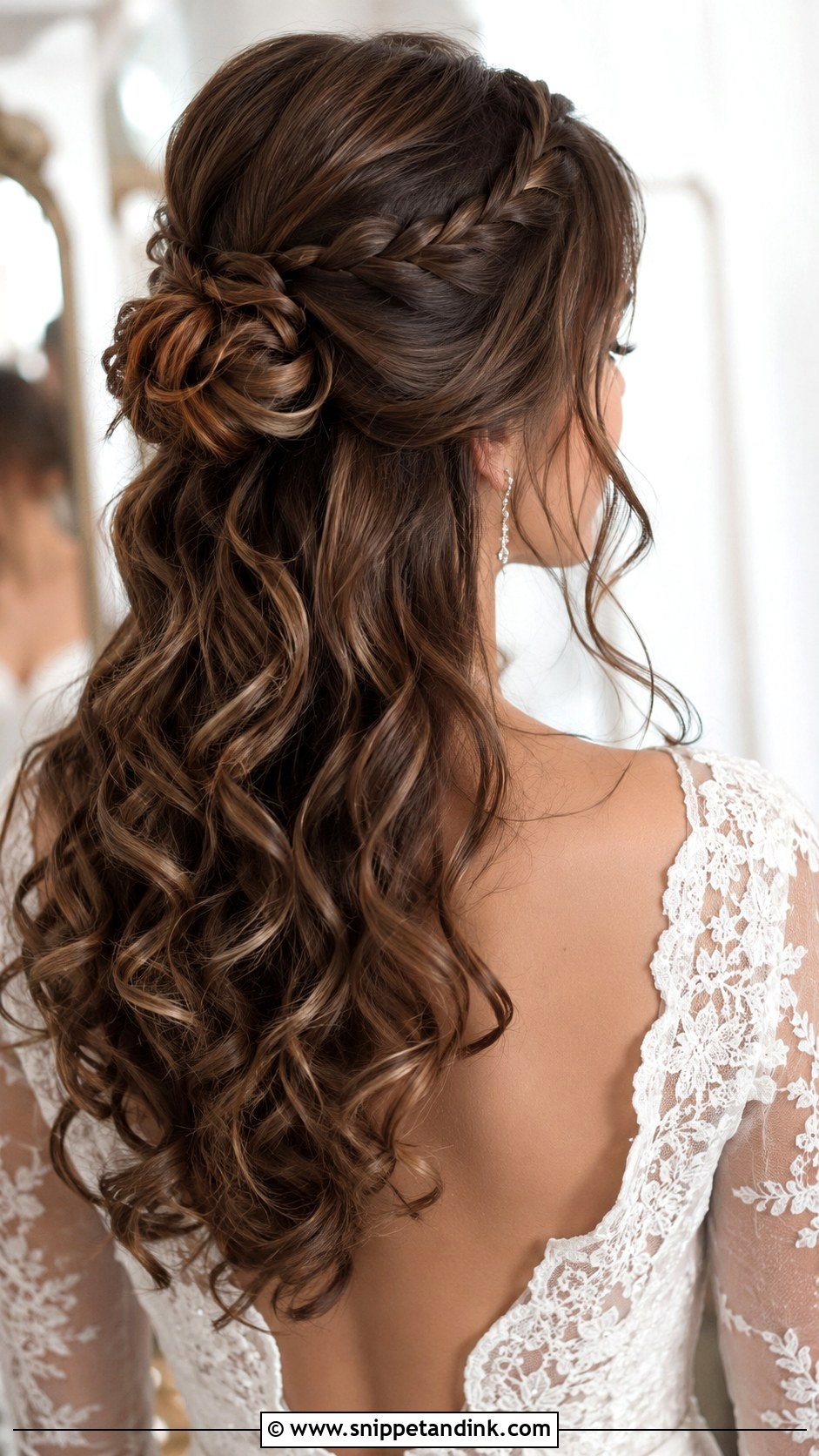 Wedding Half Up Half Down Braided Bun - Snippet and Ink - 15 Wedding Half-Up Half-Down Braid Ideas