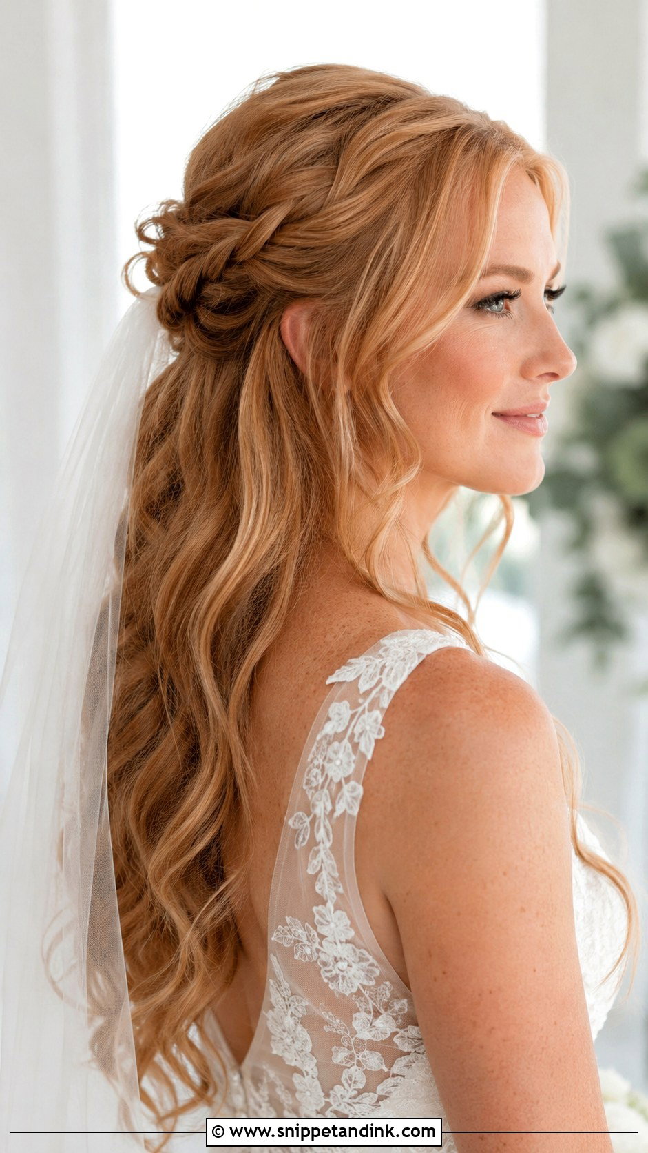 Wedding Half Up Half Down Braided Waves - Snippet and Ink - 15 Wedding Half-Up Half-Down Braid Ideas