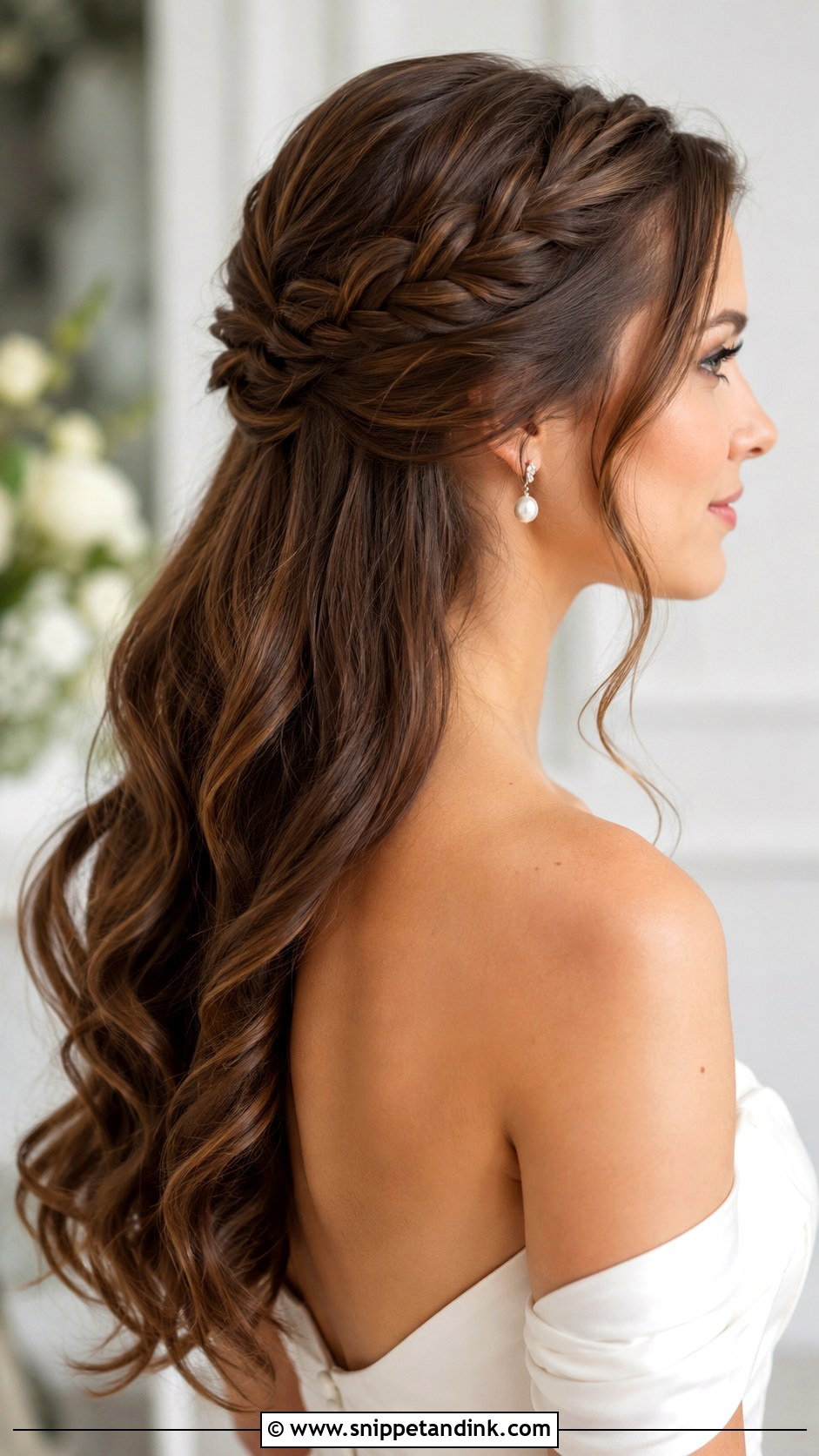 Wedding Half Up Half Down French Braid - Snippet and Ink - 15 Wedding Half-Up Half-Down Braid Ideas
