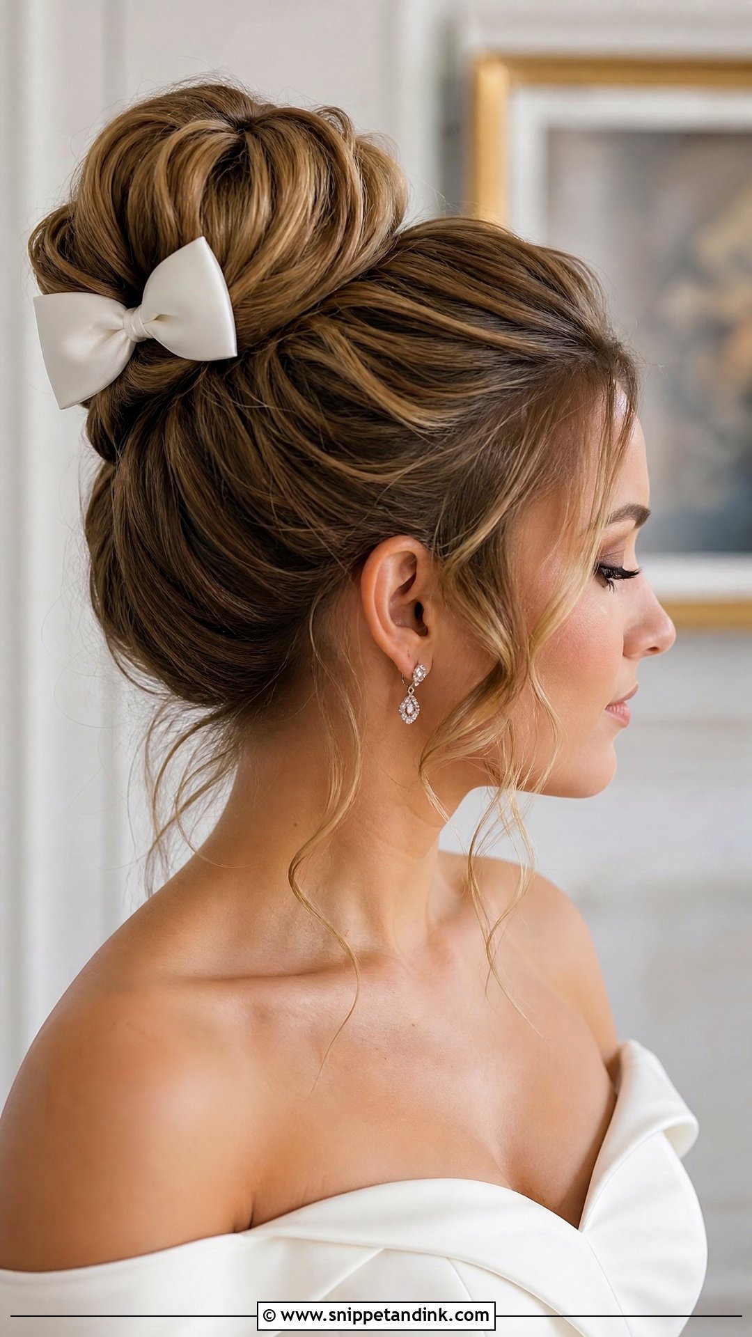 Wedding High Bun With Bow - Snippet and Ink - 20 Wedding Hairstyles Bow
