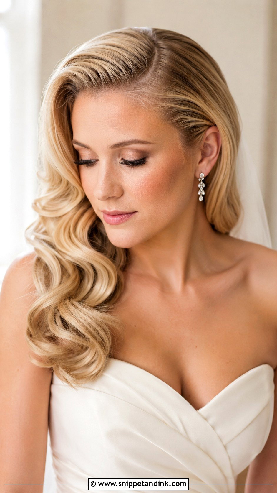 Wedding Hollywood Curls With Side Part - Snippet and Ink - 15 Wedding Hollywood Curls