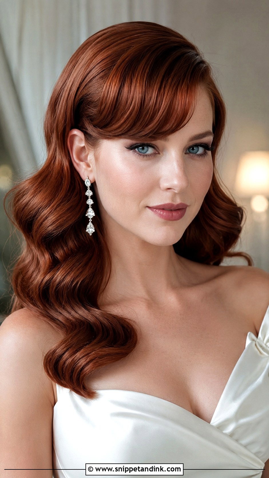 Wedding Hollywood Waves With Bangs - Snippet and Ink - 15 Wedding Hair Styles with Bangs