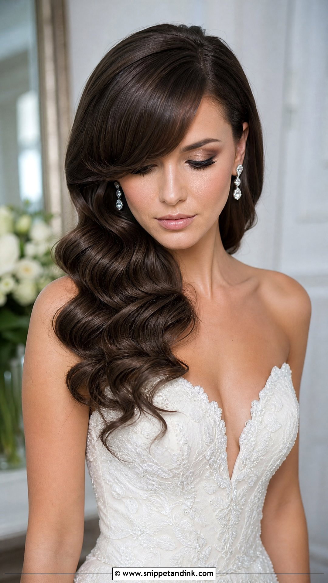 Wedding Hollywood Waves With Side Fringe - Snippet and Ink - 20 Wedding Hair Fringe Ideas