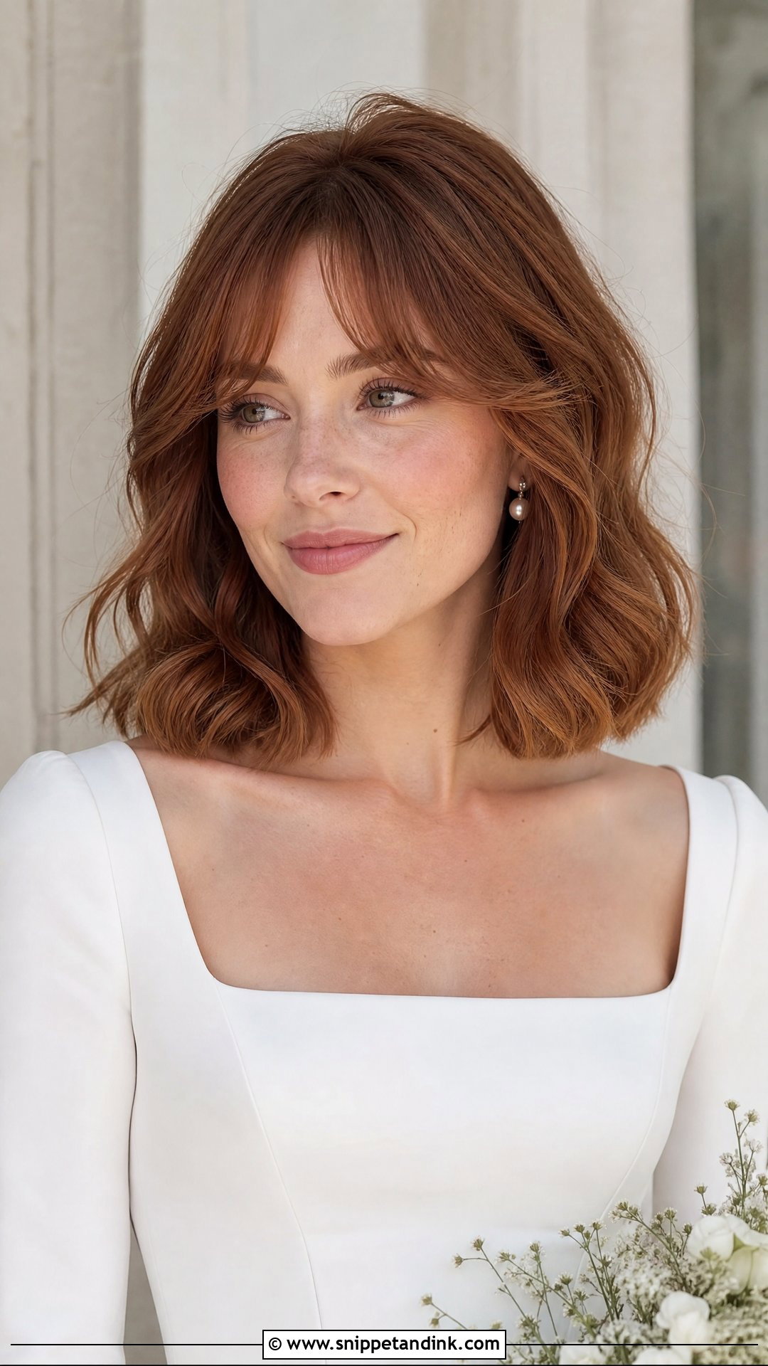 Wedding Lob With Curtain Fringe - Snippet and Ink - 20 Wedding Hair Fringe Ideas