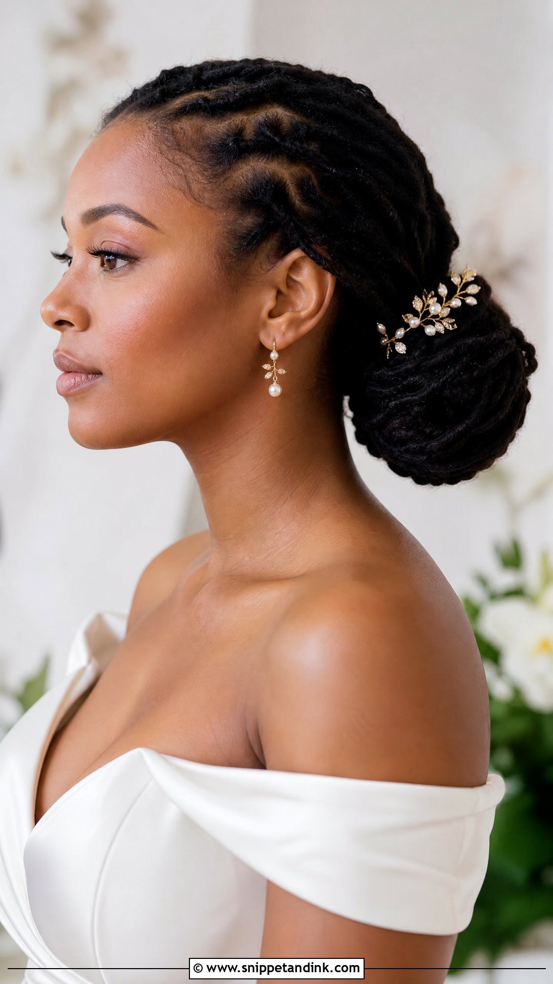Wedding Loc Bun - Snippet and Ink - 20 Wedding Loc Styles for Women