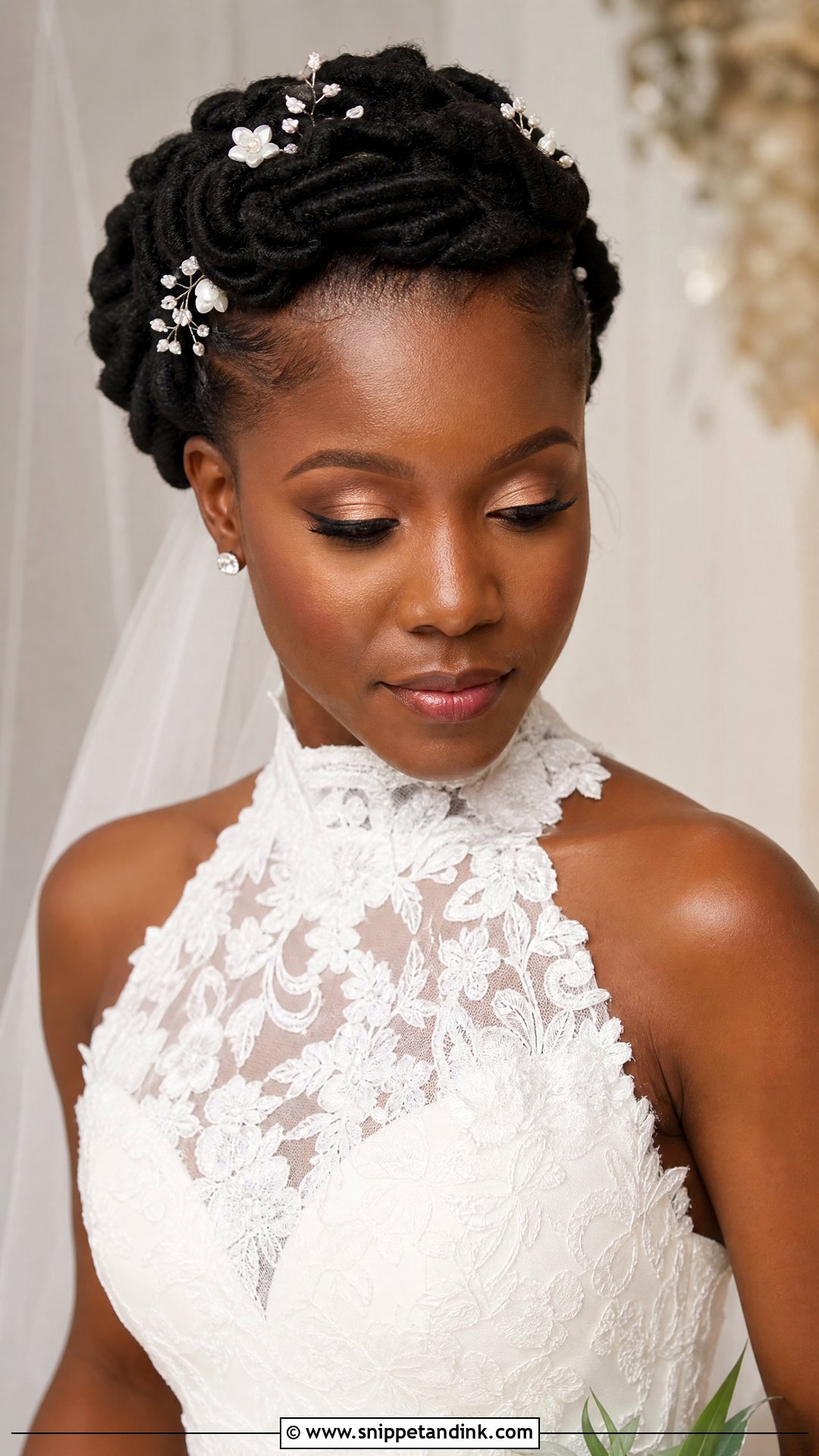 Wedding Loc Crown - Snippet and Ink - 20 Wedding Loc Styles for Women