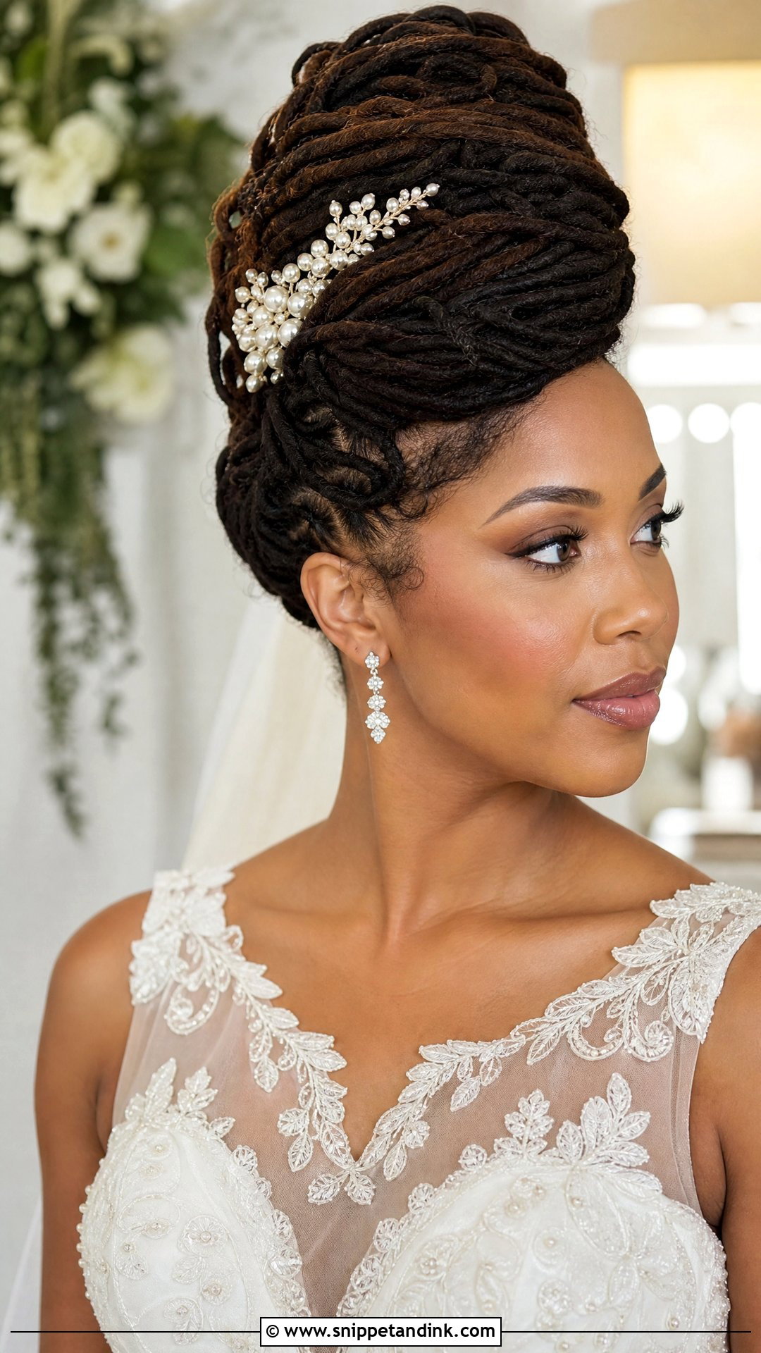 Wedding Loc French Roll - Snippet and Ink - 20 Wedding Loc Styles for Women