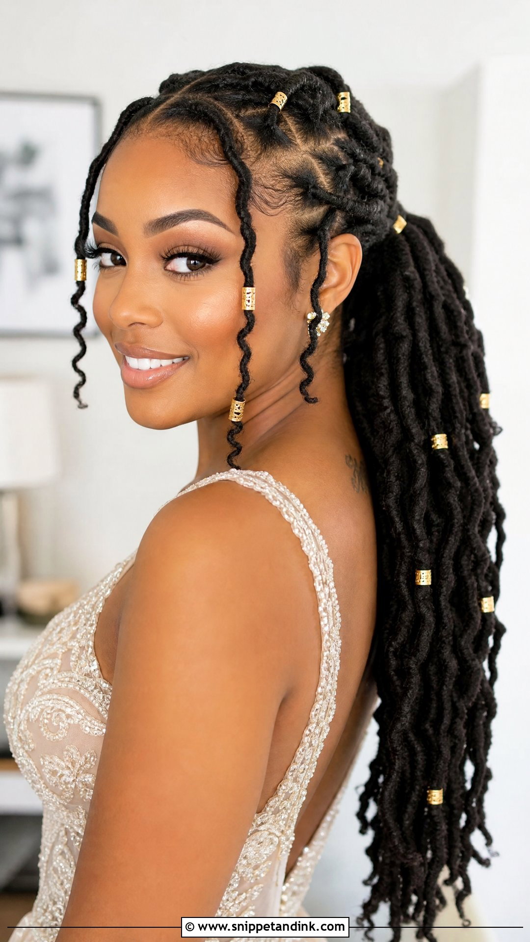 Wedding Locs With Gold Cuffs - Snippet and Ink - 20 Wedding Loc Styles for Women