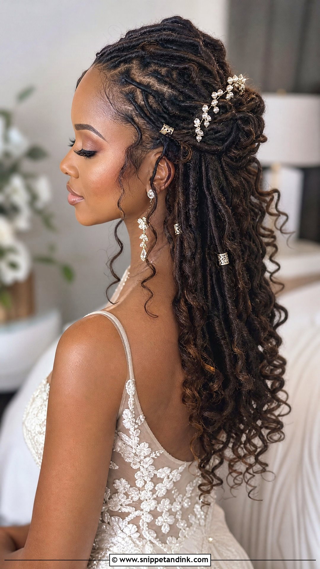 Wedding Locs With Hair Jewelry - Snippet and Ink - 20 Wedding Hairstyles with Locs