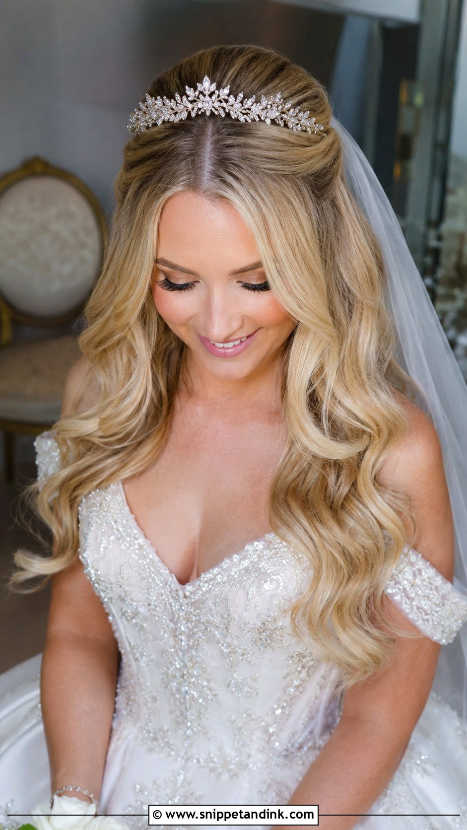 Wedding Long Hair With Tiara - Snippet and Ink - 15 Wedding Hairstyles with Accessories