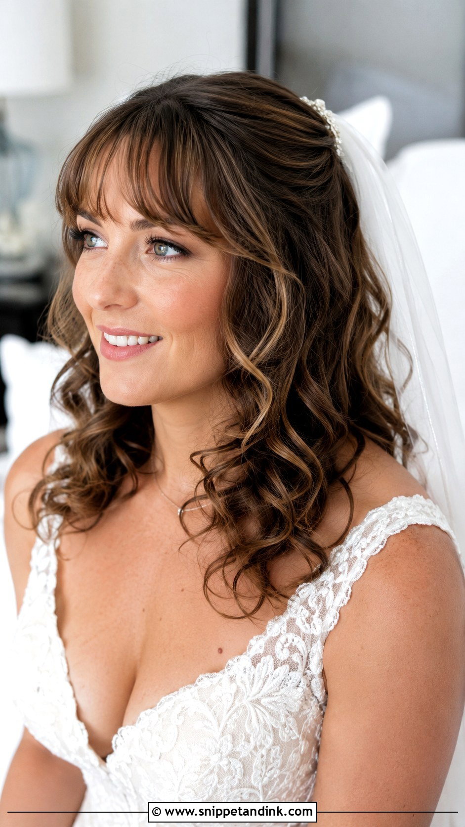 Wedding Loose Curls With Bangs - Snippet and Ink - 15 Wedding Hair Styles with Bangs