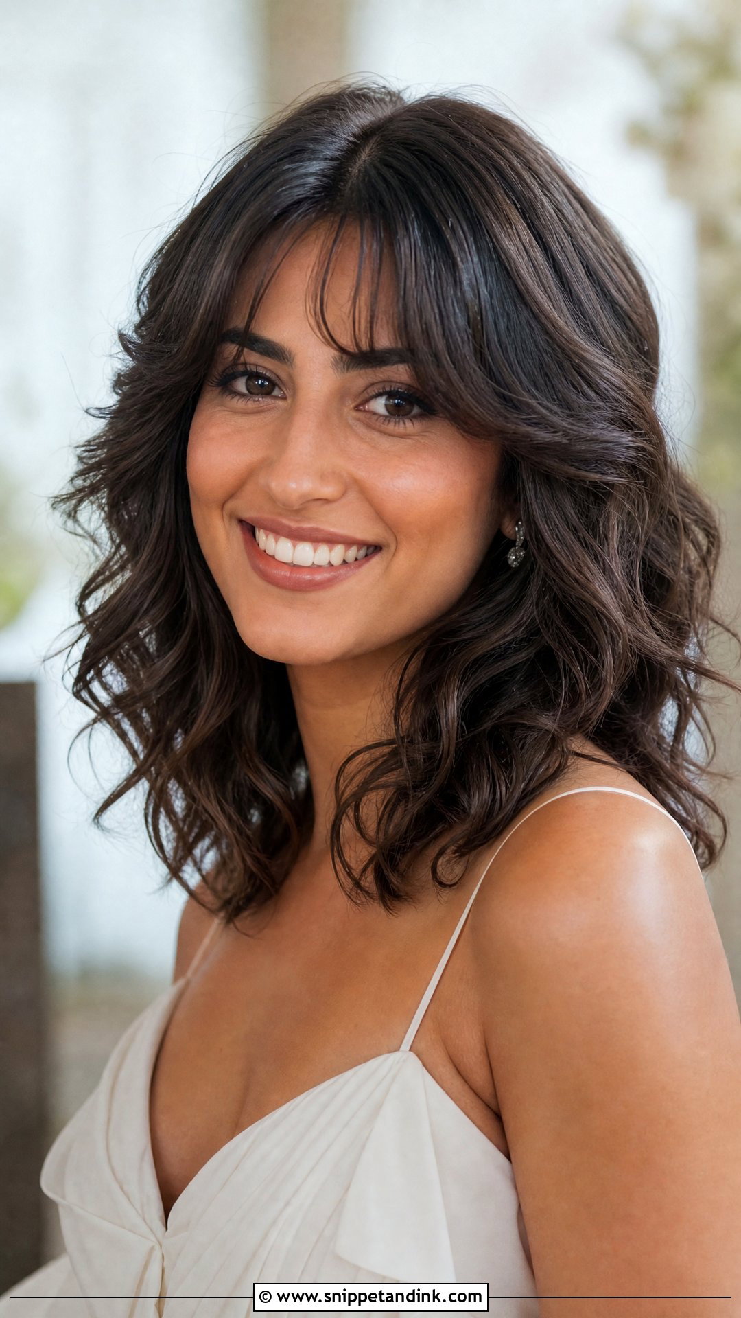 Wedding Loose Curls With Fringe - Snippet and Ink - 20 Wedding Hair Fringe Ideas