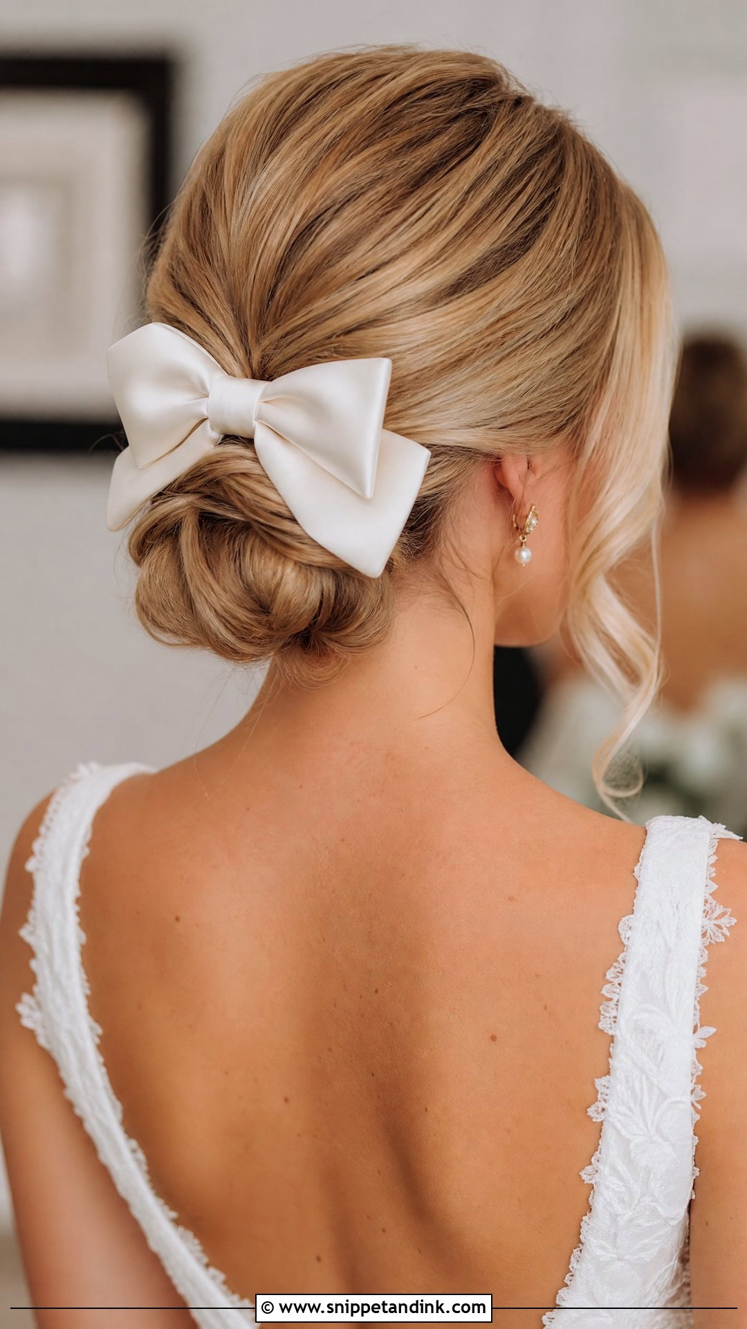 Wedding Low Bun With Bow - Snippet and Ink - 20 Wedding Hairstyles Bow