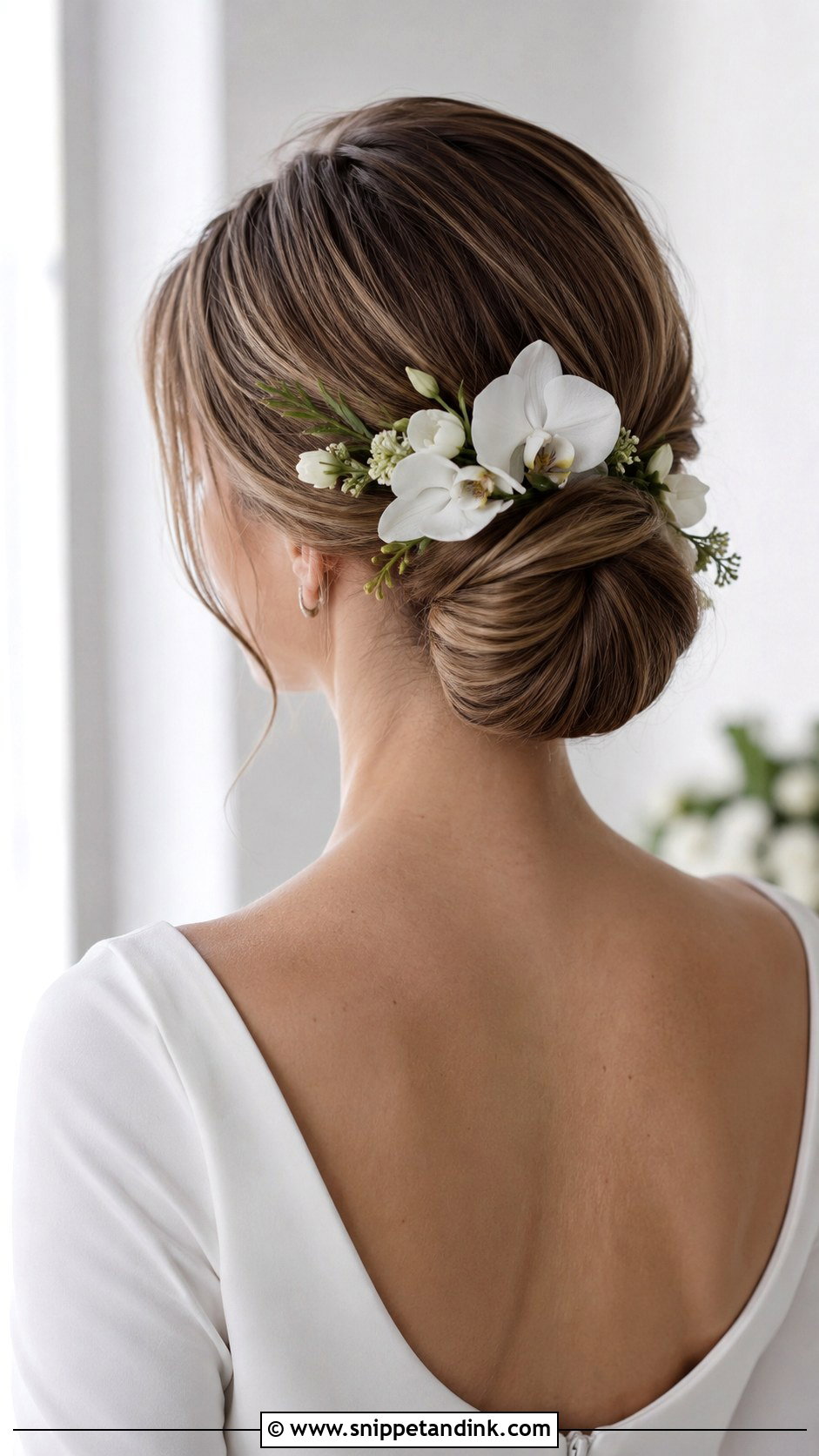Wedding Low Bun With Flowers - Snippet and Ink - 15 Wedding Hairstyle with Flowers