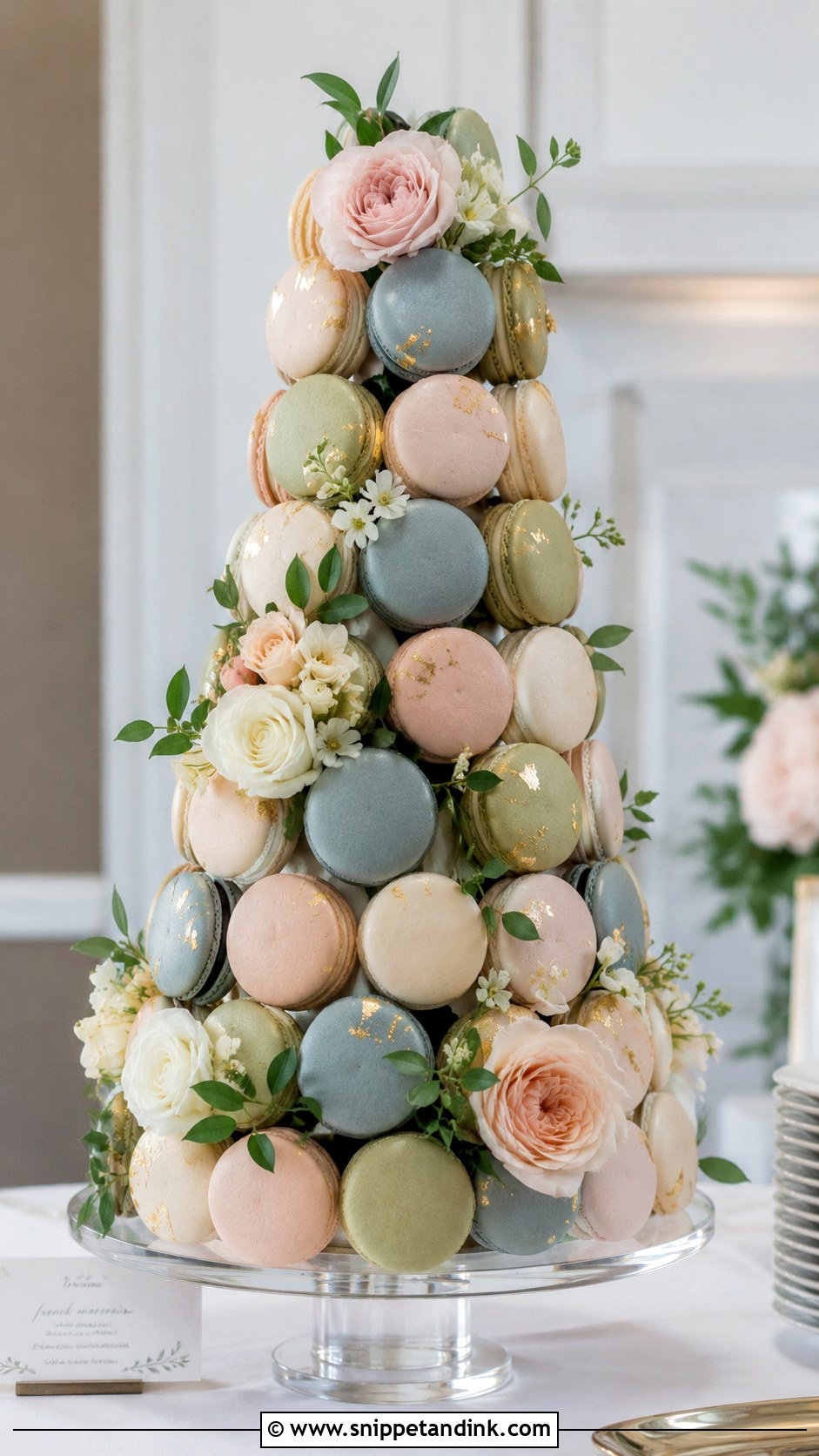 Wedding Macaron Tower - Snippet and Ink - 20 Wedding Cake Tower Ideas