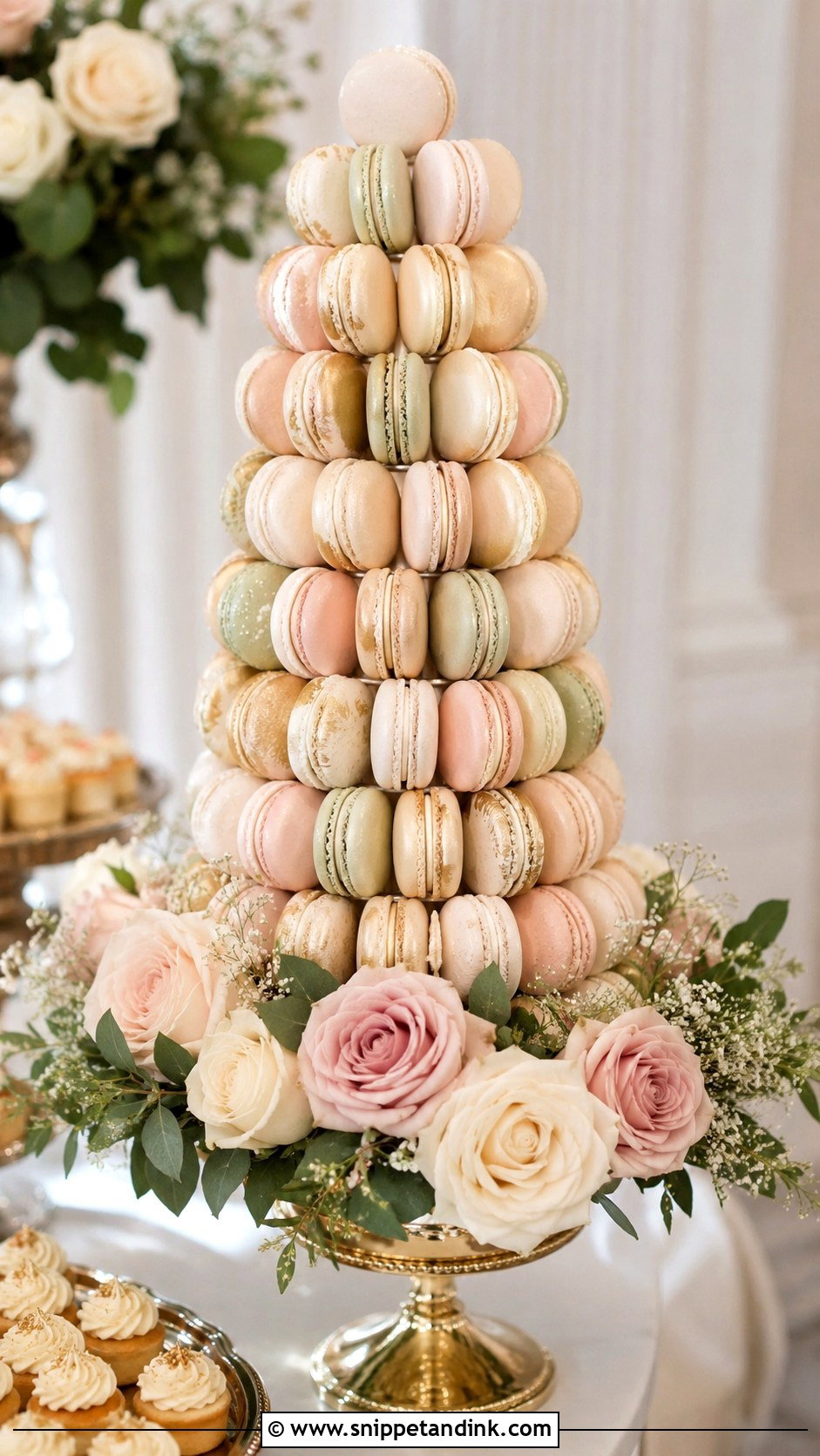 Wedding Macaron Tower - Snippet and Ink - 20 Wedding Themed Desserts