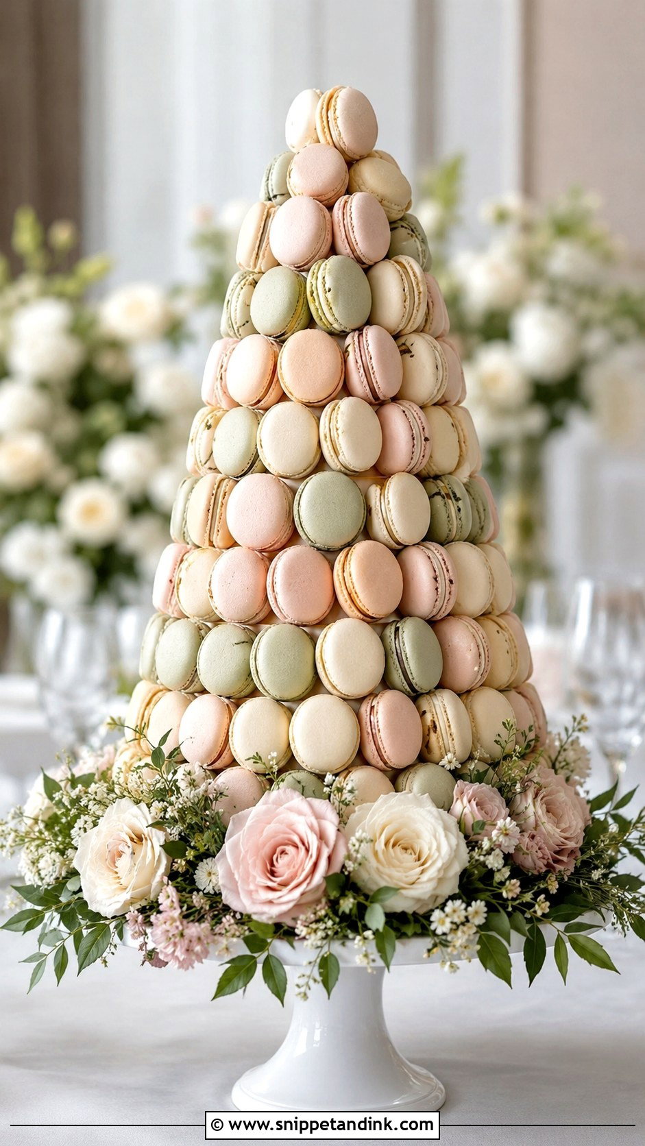 Wedding Macaron Tower - Snippet and Ink - 25 Wedding Cake Replacement Ideas