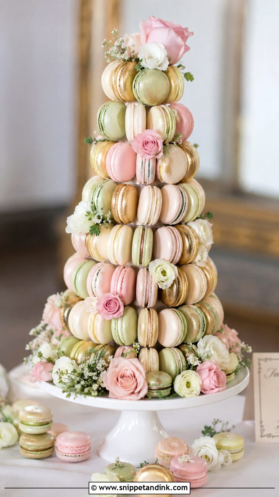 Wedding Macaron Tower - Snippet and Ink - 20 Instead of Wedding Cake Ideas