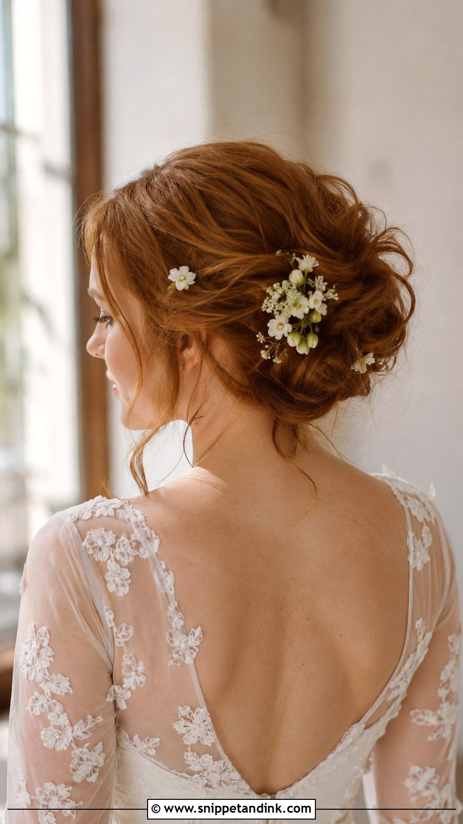 Wedding Messy Bun With Floral Pins - Snippet and Ink - 15 Wedding Hairstyles with Accessories