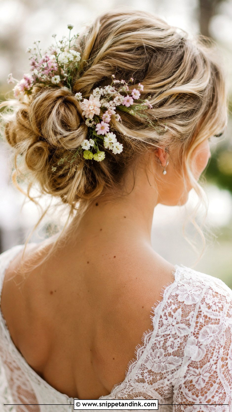Wedding Messy Bun With Flowers - Snippet and Ink - 15 Wedding Hairstyle with Flowers
