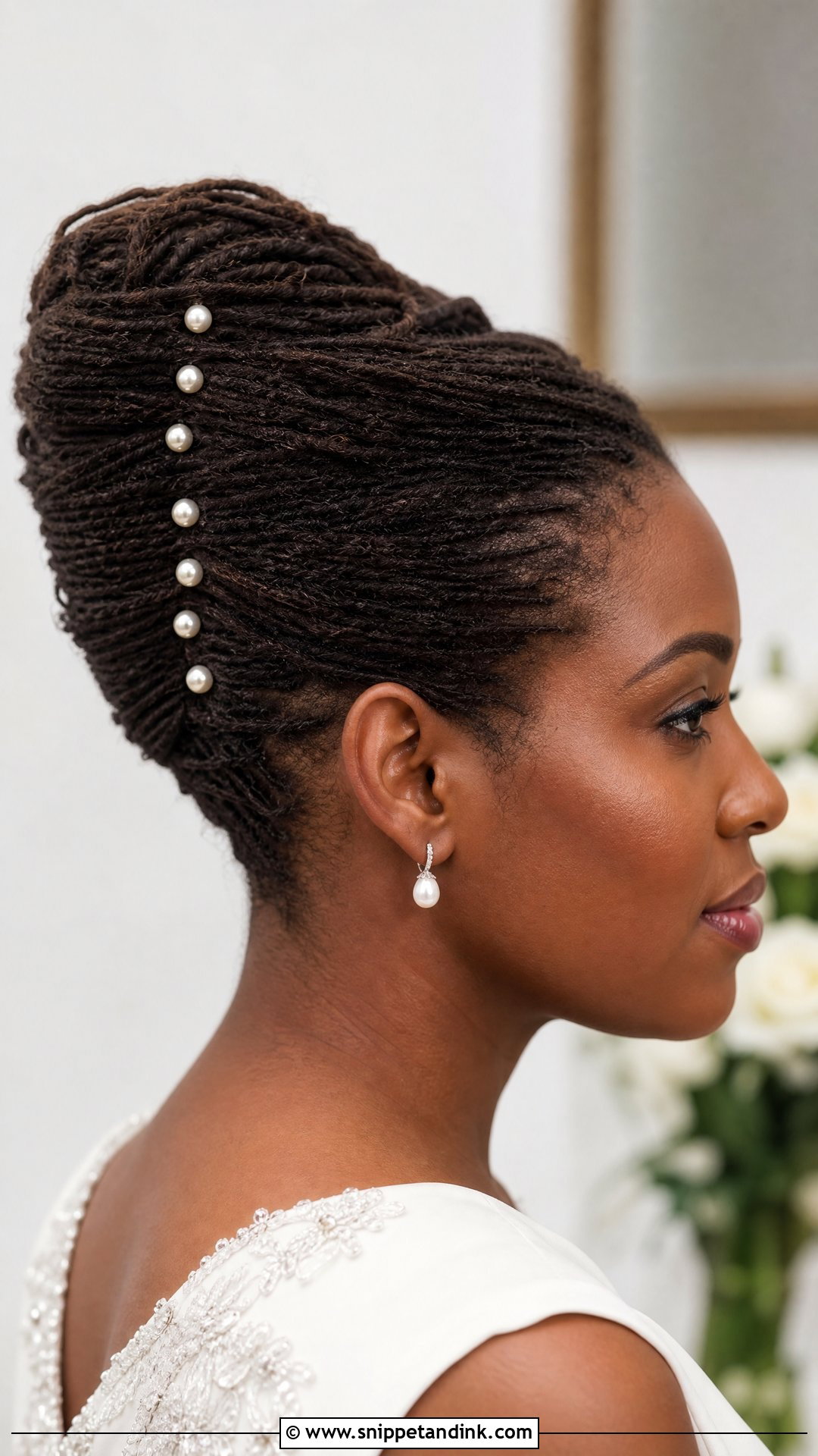 Wedding Microlocs French Roll - Snippet and Ink - 20 Wedding Microlocs Hairstyles