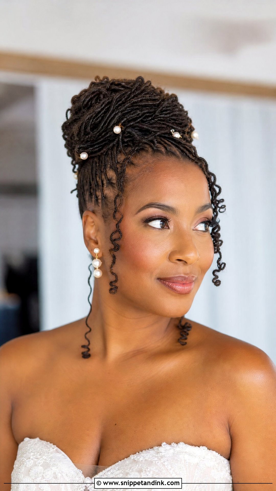Wedding Microlocs High Bun - Snippet and Ink - 20 Wedding Microlocs Hairstyles