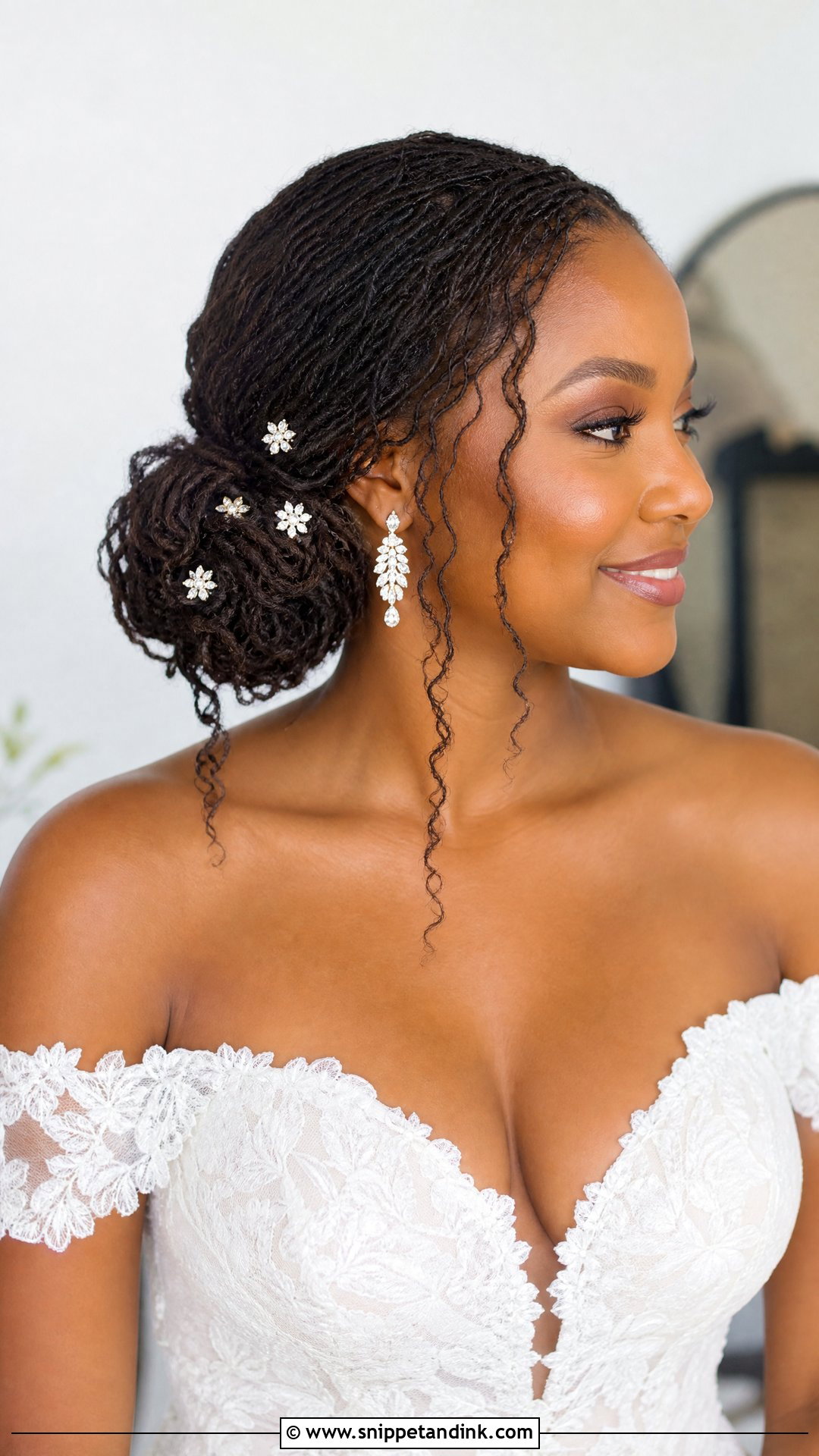 Wedding Microlocs Side Bun - Snippet and Ink - 20 Wedding Microlocs Hairstyles