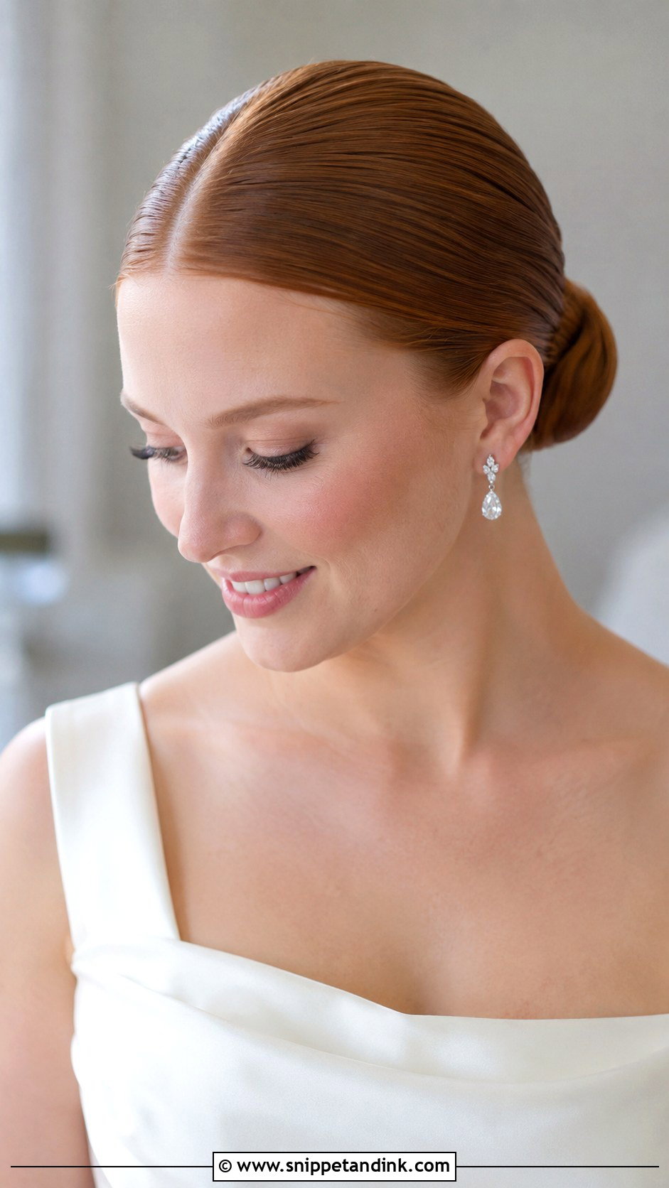 Wedding Middle Part Sleek Bun - Snippet and Ink - 15 Wedding Hairstyle Front Look Ideas
