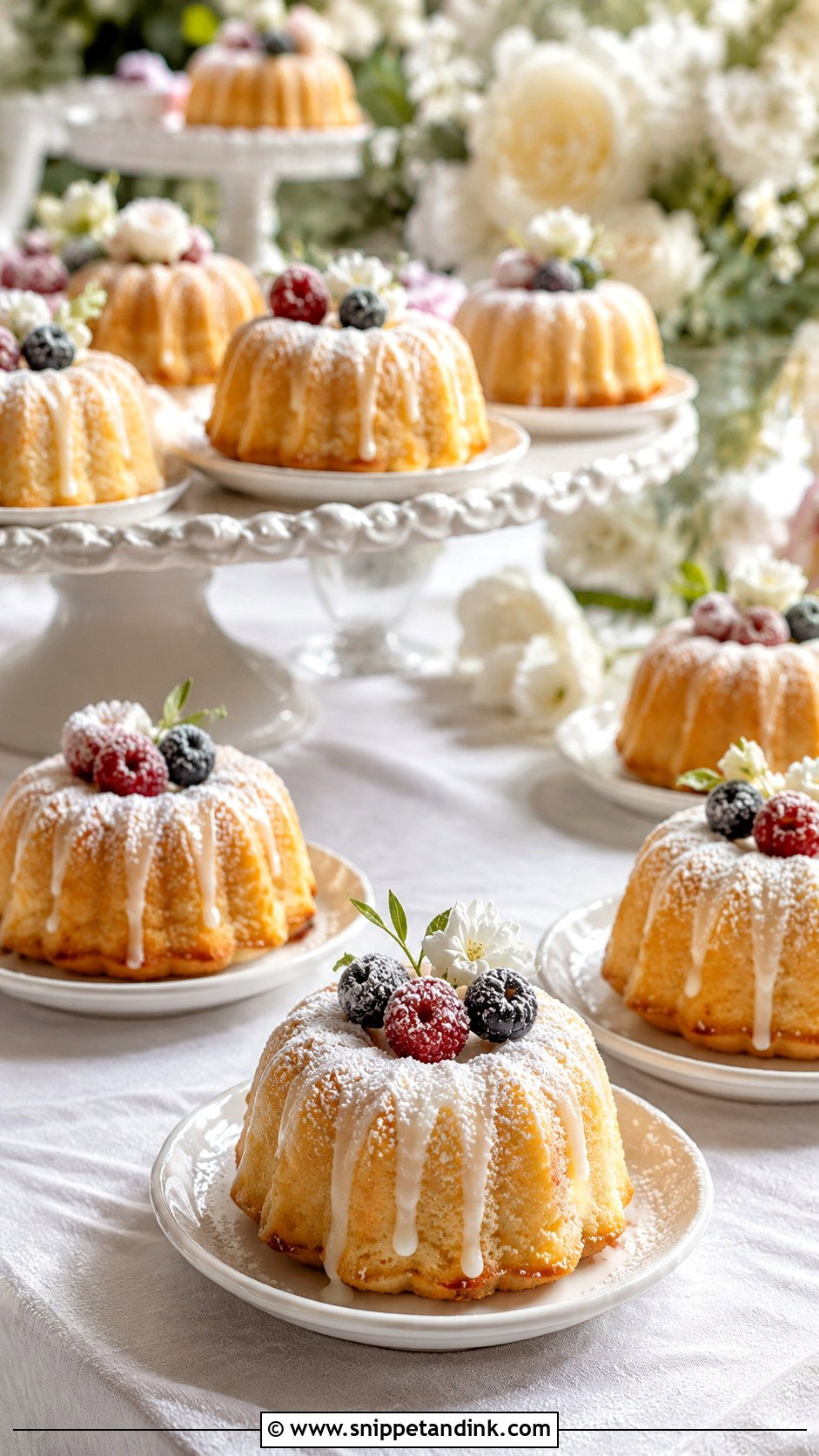 Wedding Mini Bundt Cakes - Snippet and Ink - 20 Wedding Themed Desserts