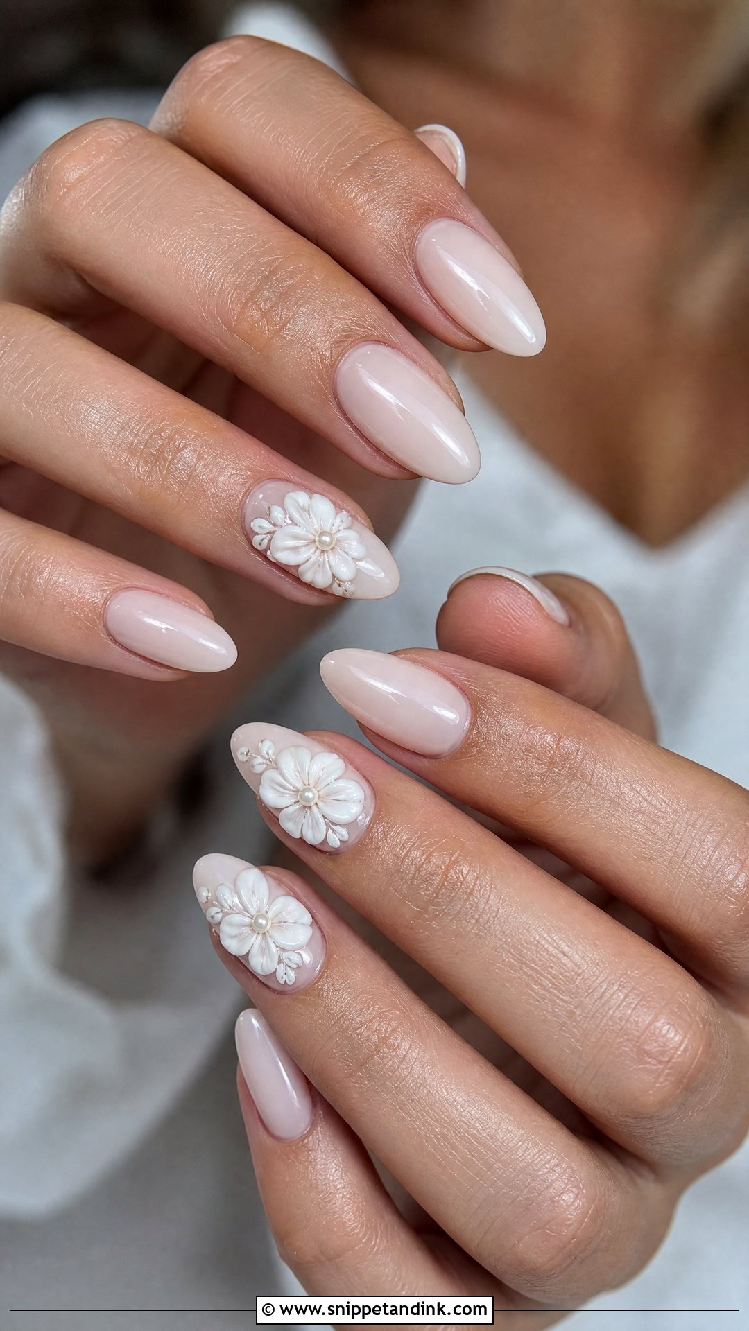 Wedding Nails With 3D Floral Art - Snippet and Ink - 35 Nail Art Wedding Ideas