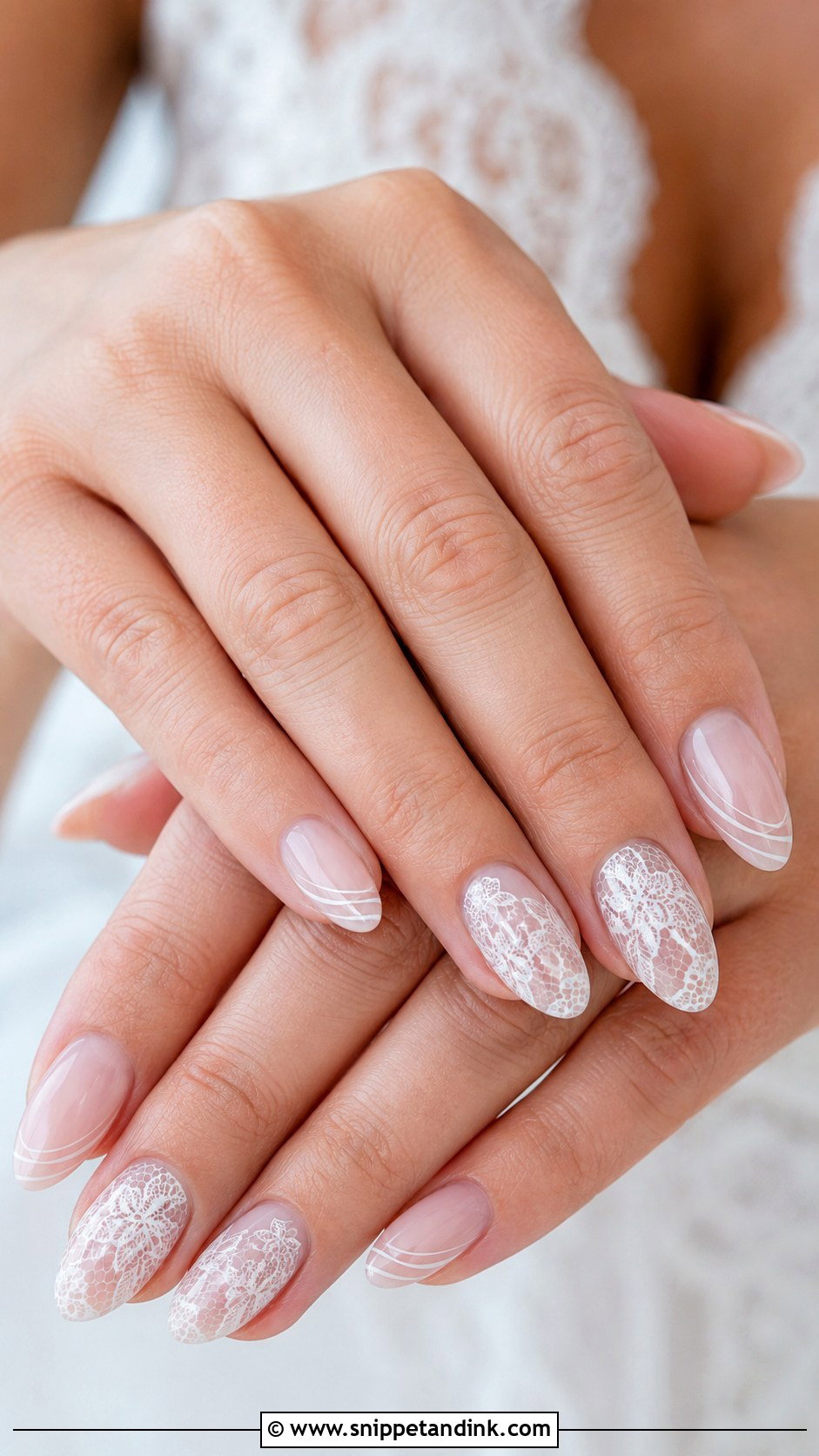 Wedding Nails With Lace Design - Snippet and Ink - 20 Wedding Nail Set Ideas
