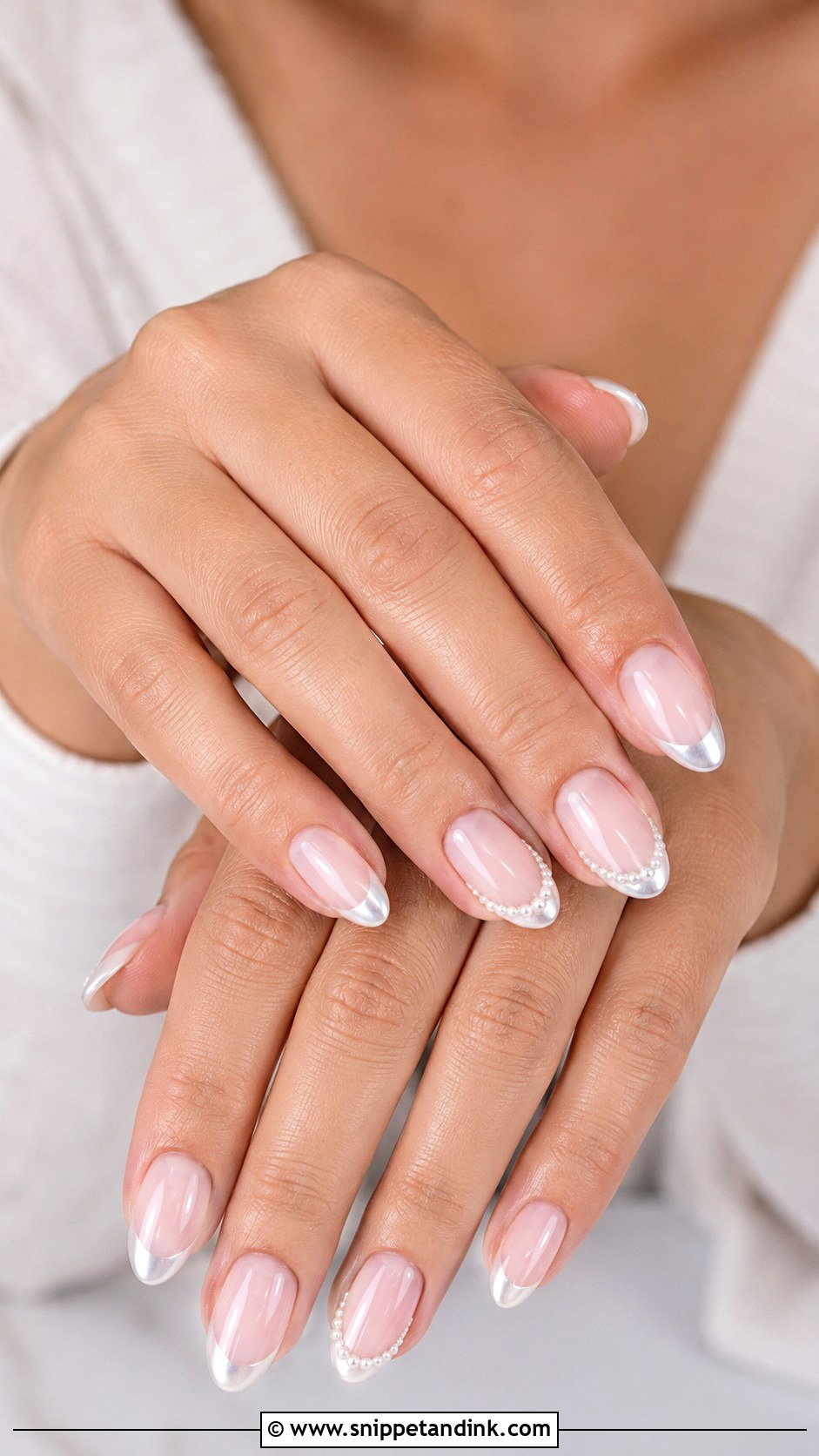 Wedding Nails With Pearl French Tips - Snippet and Ink - 30 Nail Art for Wedding Ideas