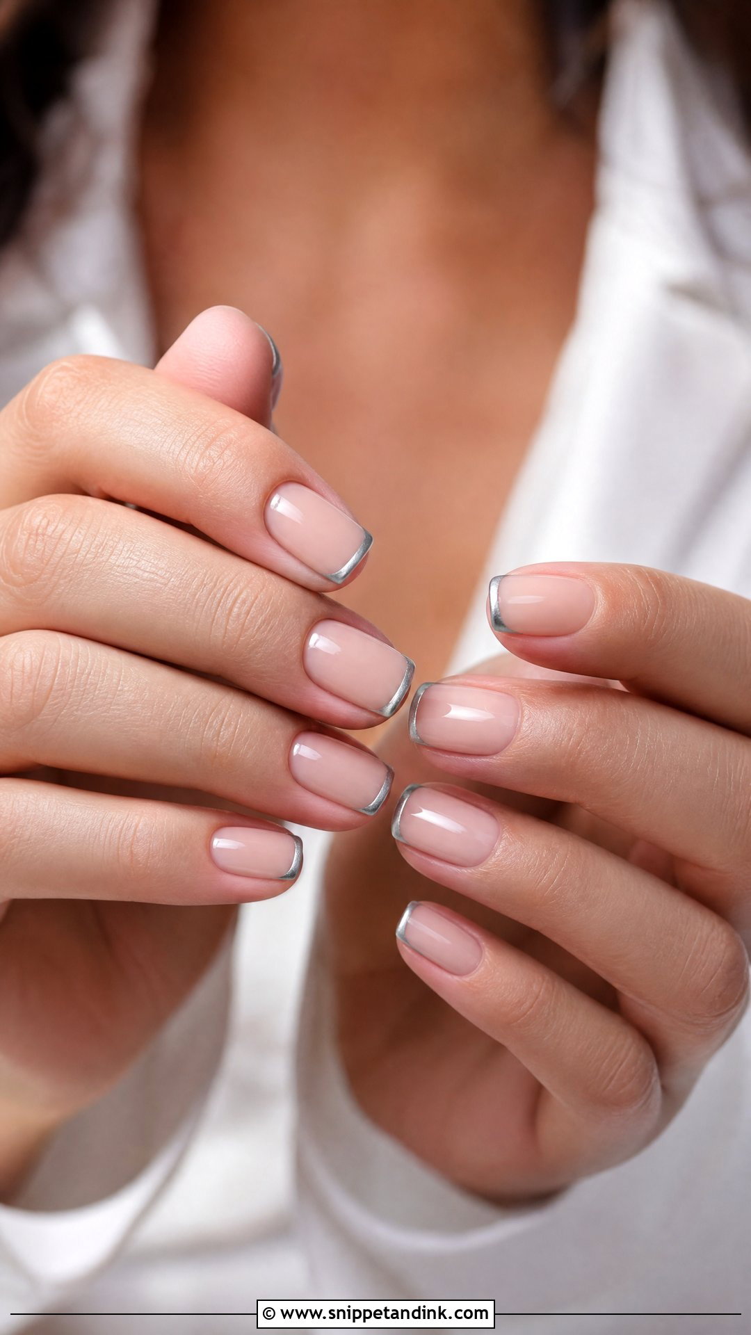 Wedding Nails With Silver French Tips - Snippet and Ink - 35 Nail Art Wedding Ideas