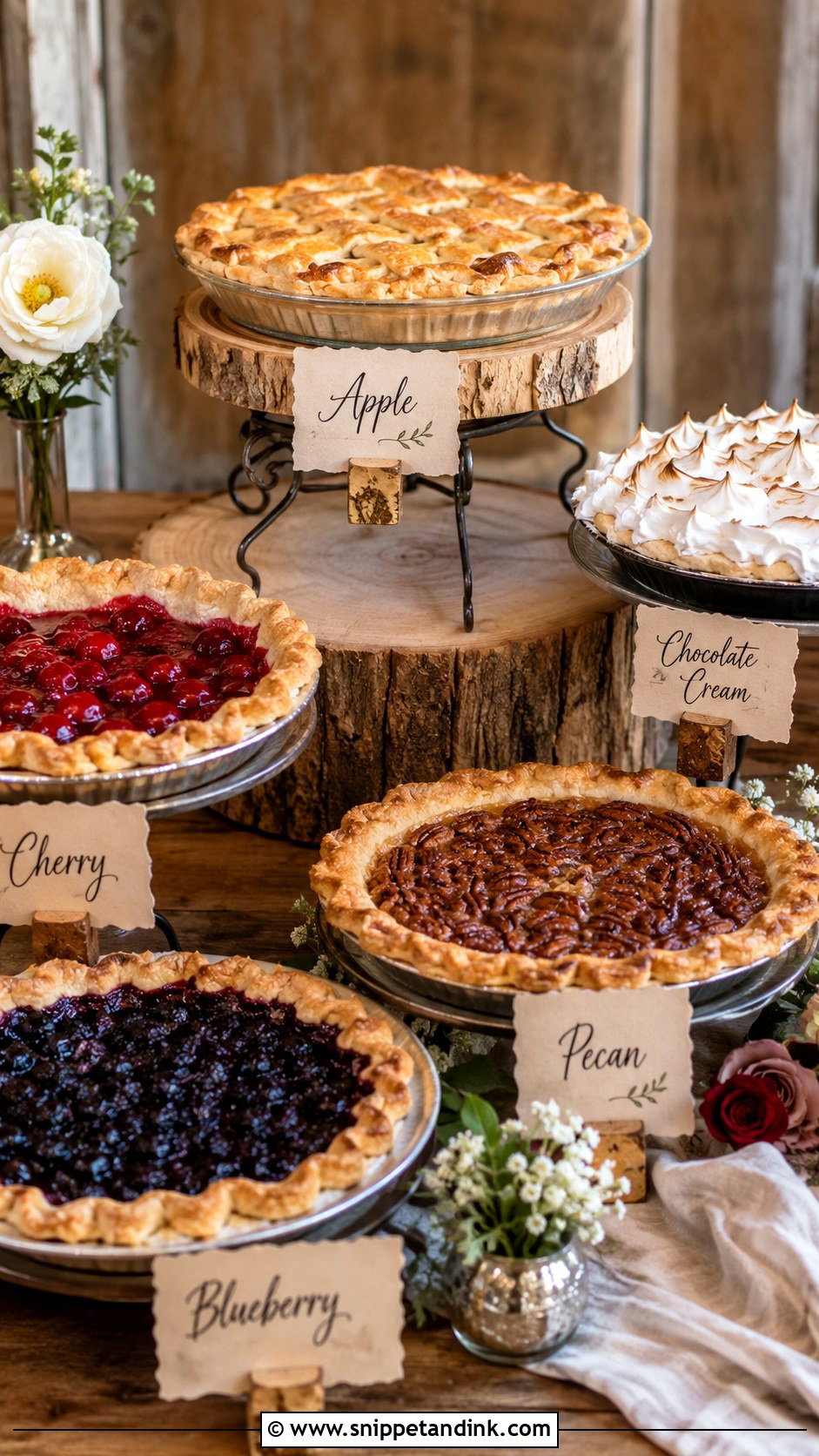 Wedding Pie Table - Snippet and Ink - 20 Instead of Wedding Cake Ideas