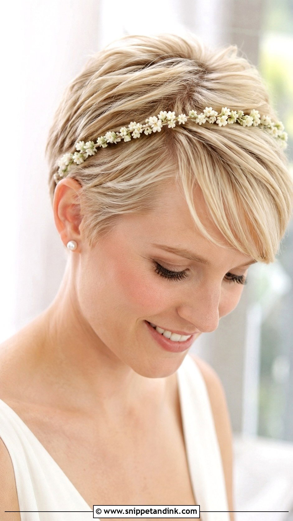 Wedding Pixie Hair With Flowers - Snippet and Ink - 15 Wedding Hairstyle Flowers