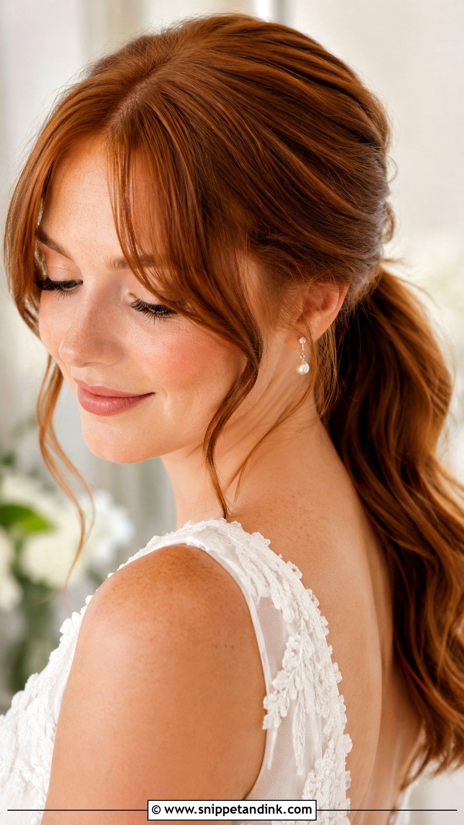 Wedding Ponytail With Bangs - Snippet and Ink - 15 Ponytails Hairstyles for Wedding