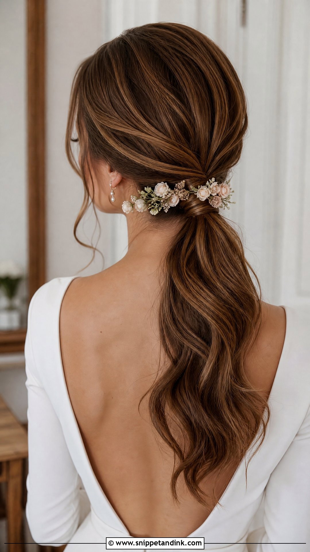 Wedding Ponytail With Flowers - Snippet and Ink - 15 Bride Flower Hair Ideas