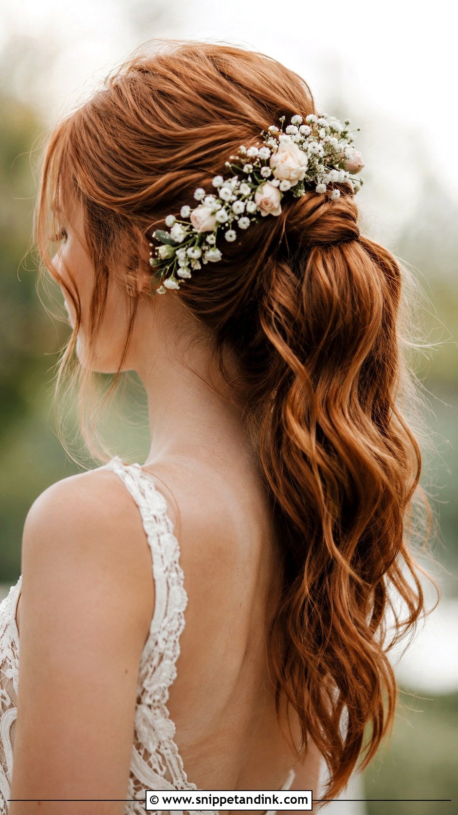 Wedding Ponytail With Fresh Flowers - Snippet and Ink - 25 Wedding Hair Ponytail Ideas