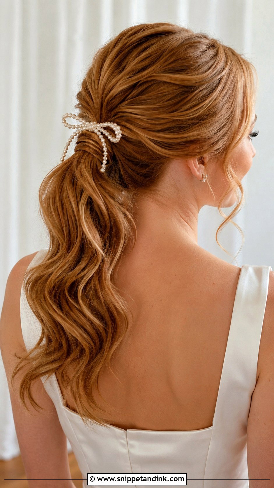 Wedding Ponytail With Pearl Bow - Snippet and Ink - 15 Wedding Hairstyles with Accessories