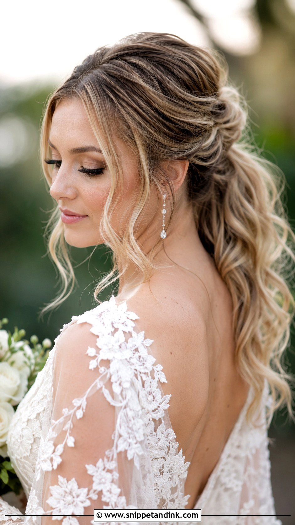 Wedding Ponytail With Tendrils - Snippet and Ink - 25 Wedding Hair Ponytail Ideas