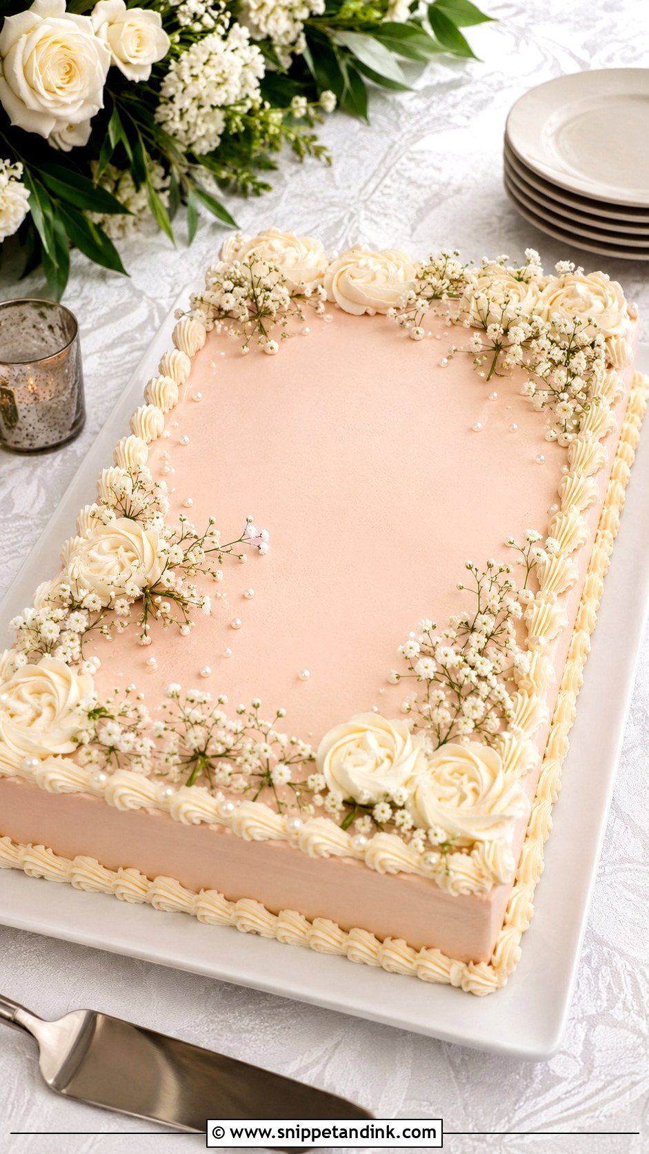 Wedding Sheet Cake - Snippet and Ink - 20 Wedding Cake at Home Ideas