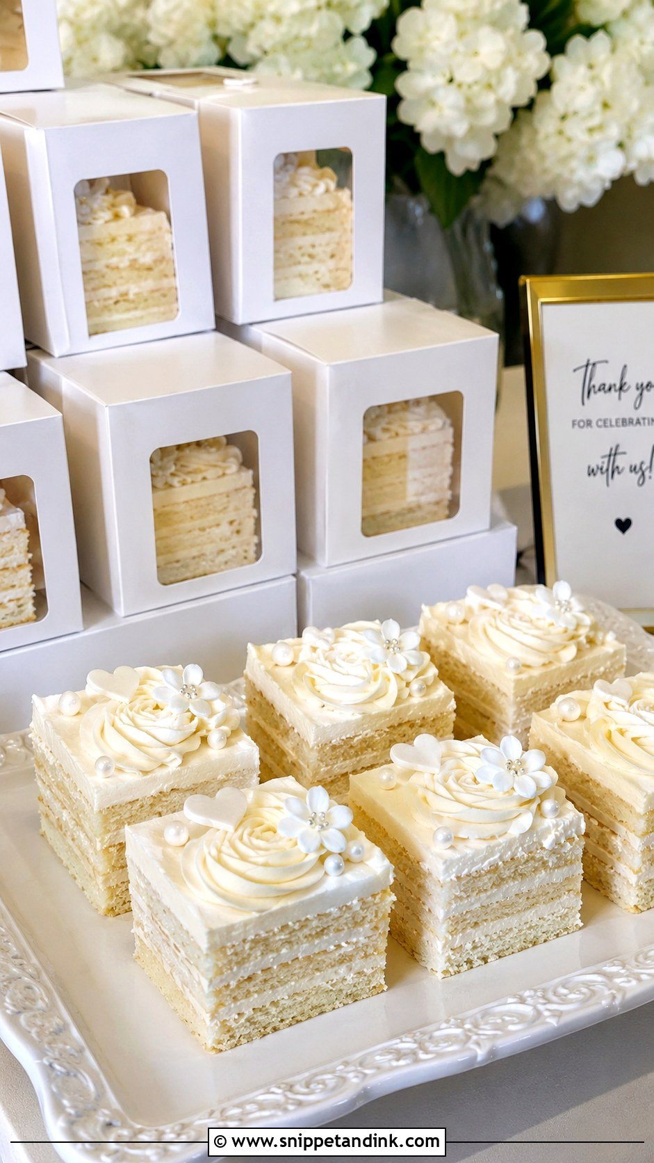 Wedding Sheet Cake Square Favors - Snippet and Ink - 20 Cake Favors for Wedding