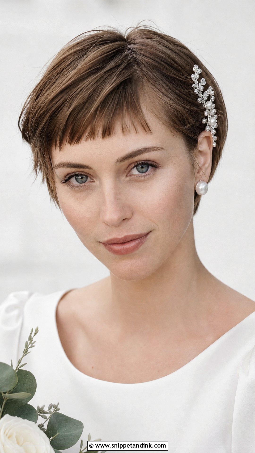 Wedding Short Hair With Micro Fringe - Snippet and Ink - 20 Wedding Hair Fringe Ideas