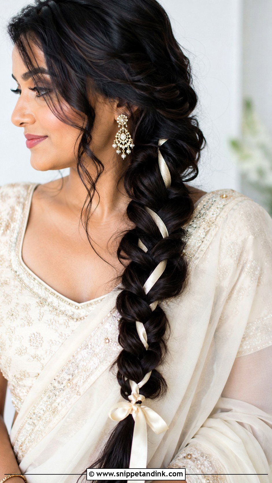 Wedding Side Braid With Ribbon - Snippet and Ink - 15 Wedding Hair with Accessories