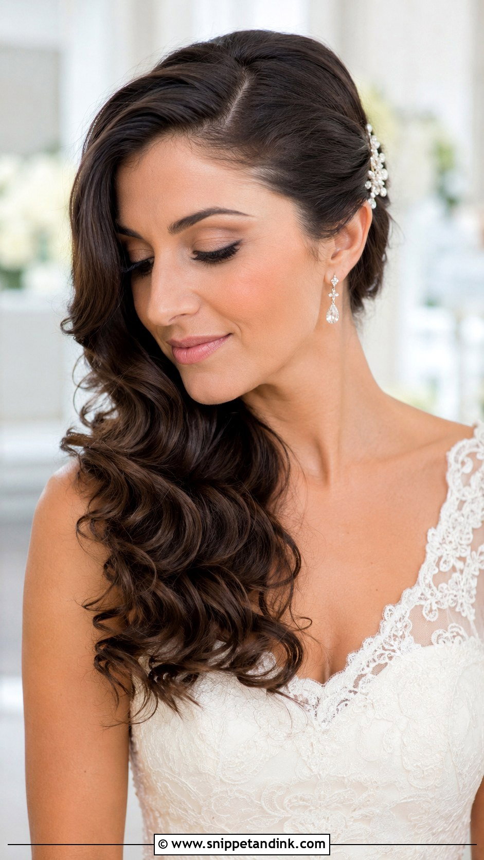 Wedding Side Swept Curls - Snippet and Ink - 15 Wedding Hairstyle Front Look Ideas