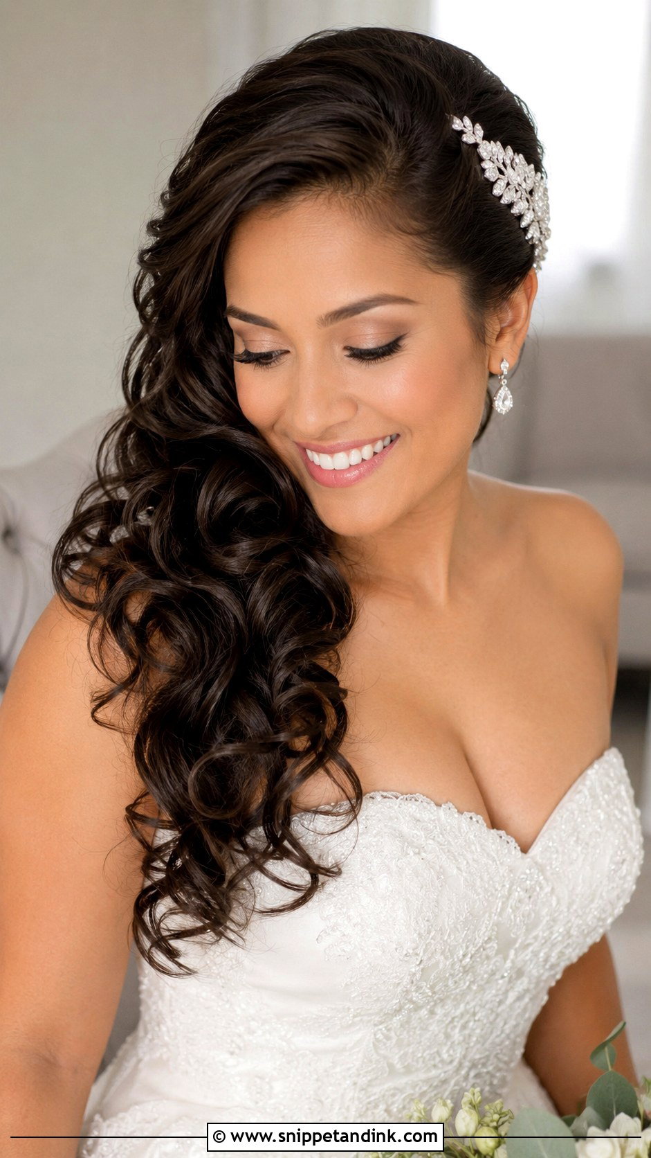 Wedding Side Swept Curls - Snippet and Ink - 15 Hair Look for Wedding Ideas