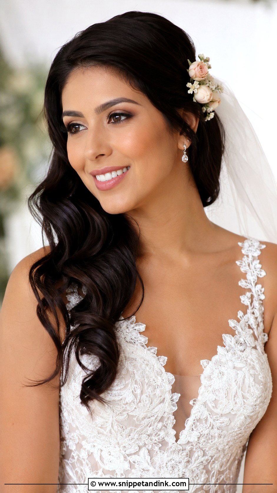 Wedding Side Swept Hair With Flowers - Snippet and Ink - 15 Wedding Hairstyle with Flowers