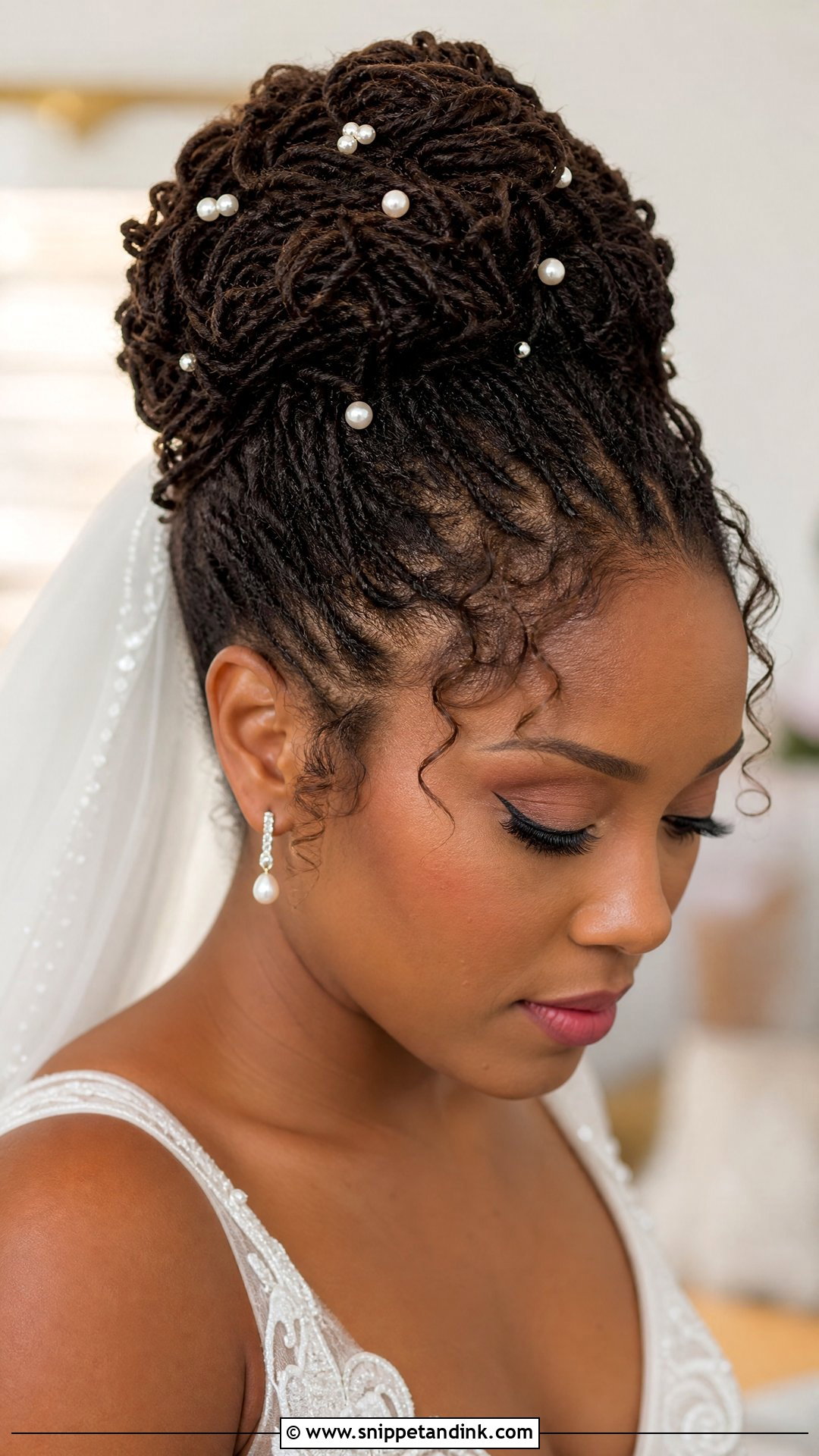 Wedding Sisterlocks Bun - Snippet and Ink - 20 Wedding Loc Styles for Women