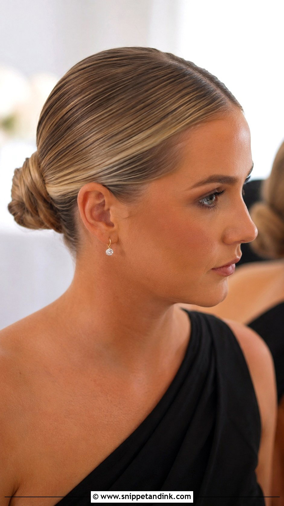 Wedding Sleek Low Bun Bridesmaid Updo - Snippet and Ink - 20 Wedding Hair Updo Bridesmaid Ideas